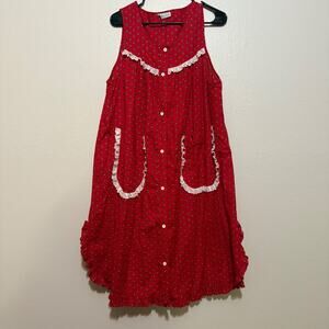 Vintage Willow Creek Sleeveless 100% Cotton Nightgown Christmas‎ Holly Berry